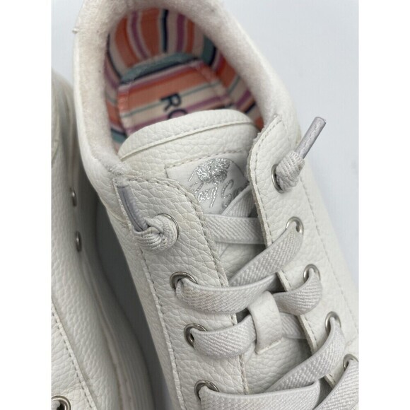 Roxy White Bessie Platform Lace Up Sneakers Women’s Size 9 Slip On Summer Shoe - Picture 9 of 10